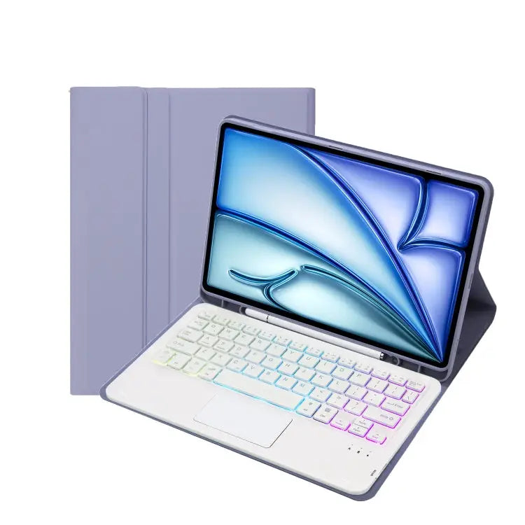 A098B-AS Detachable Ultra-Thin Backlit Bluetooth Touch Keyboard Leather Tablet Case with Pen Slot For iPad Air 11 2025