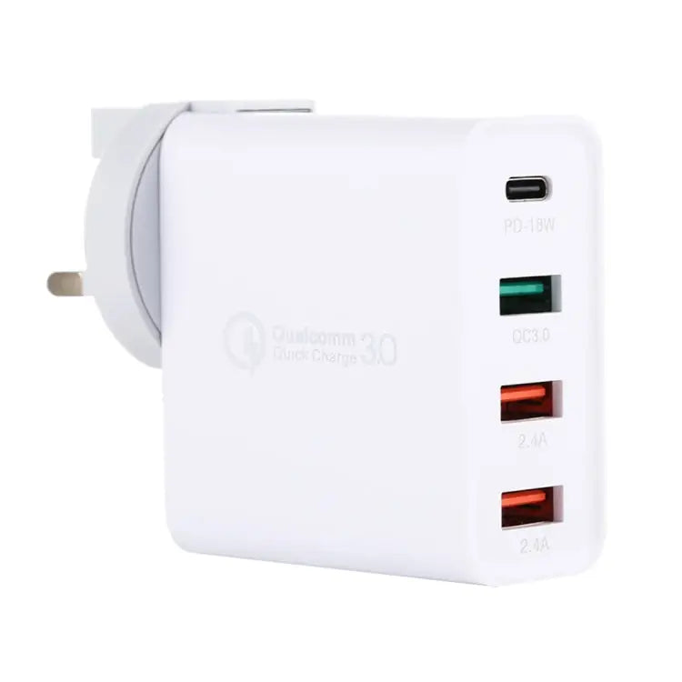 A3 PD 18W USB-C / Type-C + QC3.0 USB + Dual USB Interface Travel Charger US Plug EU Plug UK Plug - UK Plug - Apple