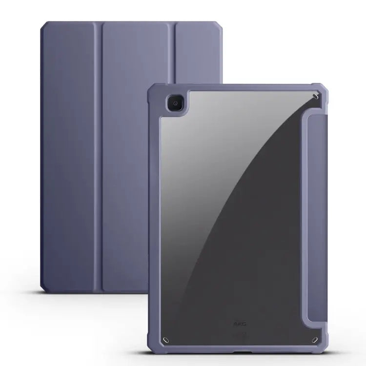 Acrylic 3-folding Smart Leather Tablet Case For iPad Air 13 2024 / Pro 12.9 2022 / 2021/2020/2018 For Samsung Galaxy