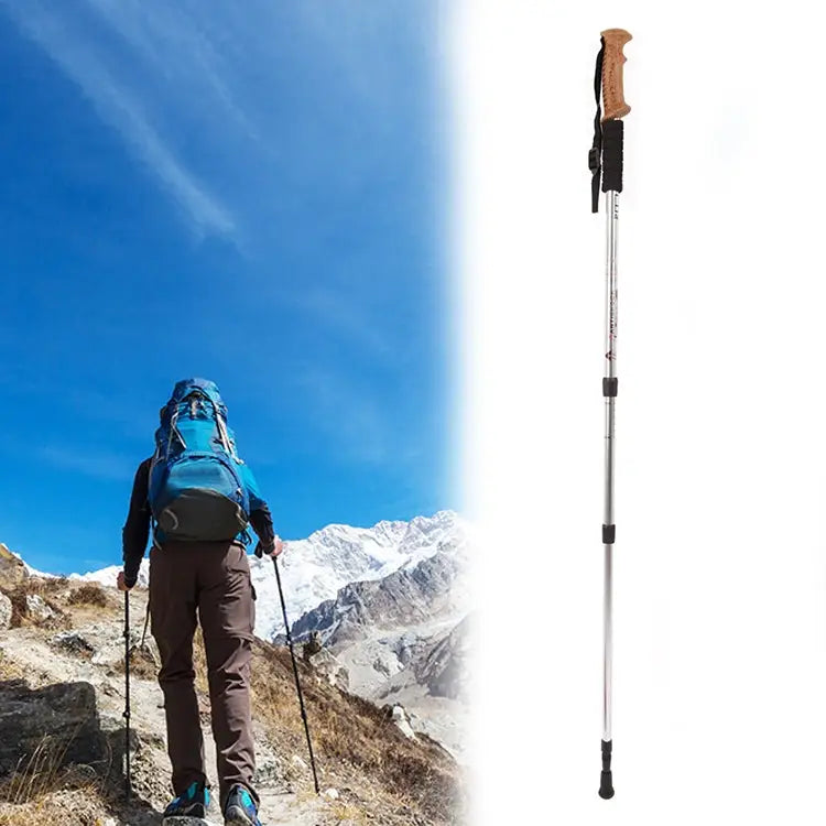 Aotu AT7551 135cm Aluminum Alloy Outdoor Camping Corky Trekking Poles Black#135cm Blue#135cm Red#135cm Silver#135cm