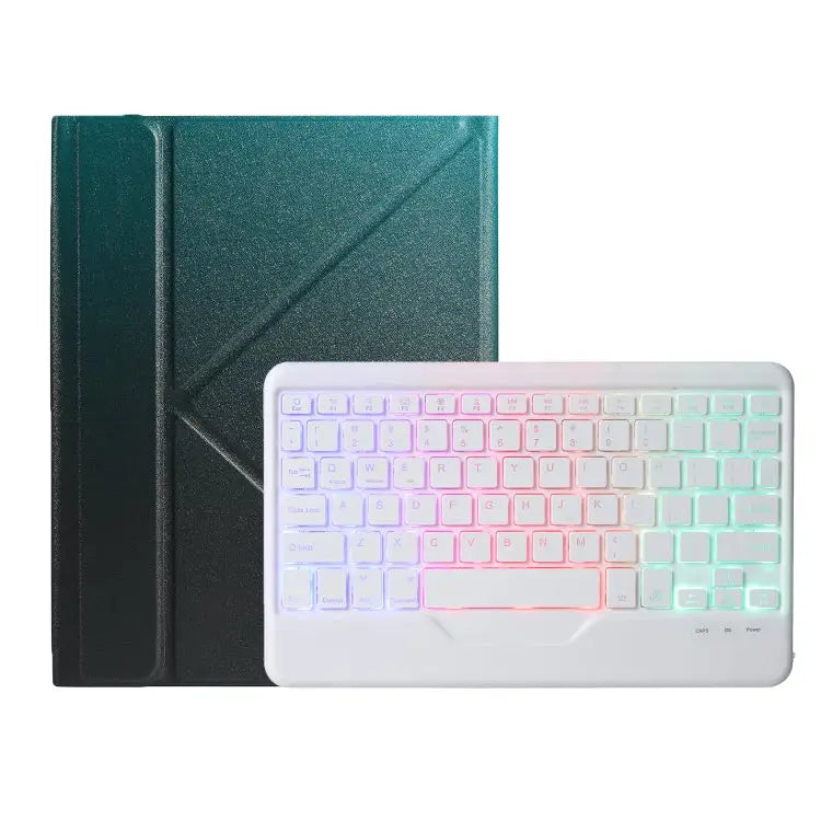 B10S Triangle Holder Three-color Backlight Bluetooth Keyboard Leather Case With Three-color Backlight