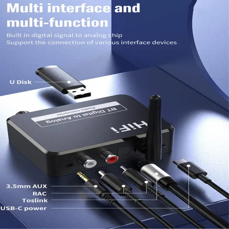B35 Bluetooth 5.0 Receiver Digital to Analog 3.5mm Audio Converter - B35