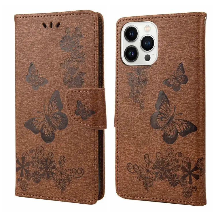 Butterfly Embossed Horizontal Flip Leather Phone Case For iPhone 14 For iPhone 14 Plus For iPhone 14 Pro - For iPhone