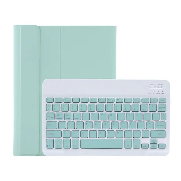 C-098B Candy Color Skin Feel Texture Bluetooth Keyboard Leather Case with Pen Holder C-098B - C-098B / Light Green