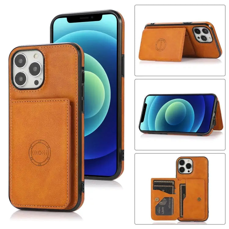Calf Texture Magnetic Card Bag PU Shockproof Case with Holder & Card Slot For iPhone 13 mini For iPhone 13 For iPhone