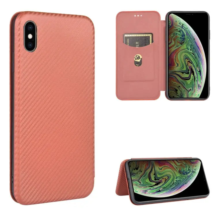 Carbon Fiber Texture Magnetic Horizontal Flip TPU + PC + PU Leather Case with Card Slot For iPhone 7 / 8 / SE 2020 / SE