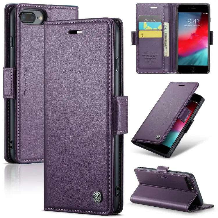 CaseMe 023 Butterfly Buckle Litchi Texture RFID Anti-theft Leather Phone Case - For iPhone 6 Plus/7 Plus/8 Plus