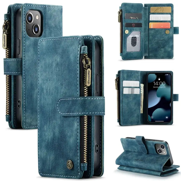 CaseMe-C30 PU + TPU Multifunctional Horizontal Flip Leather Case with Holder & Card Slot & Wallet & Zipper Pocket