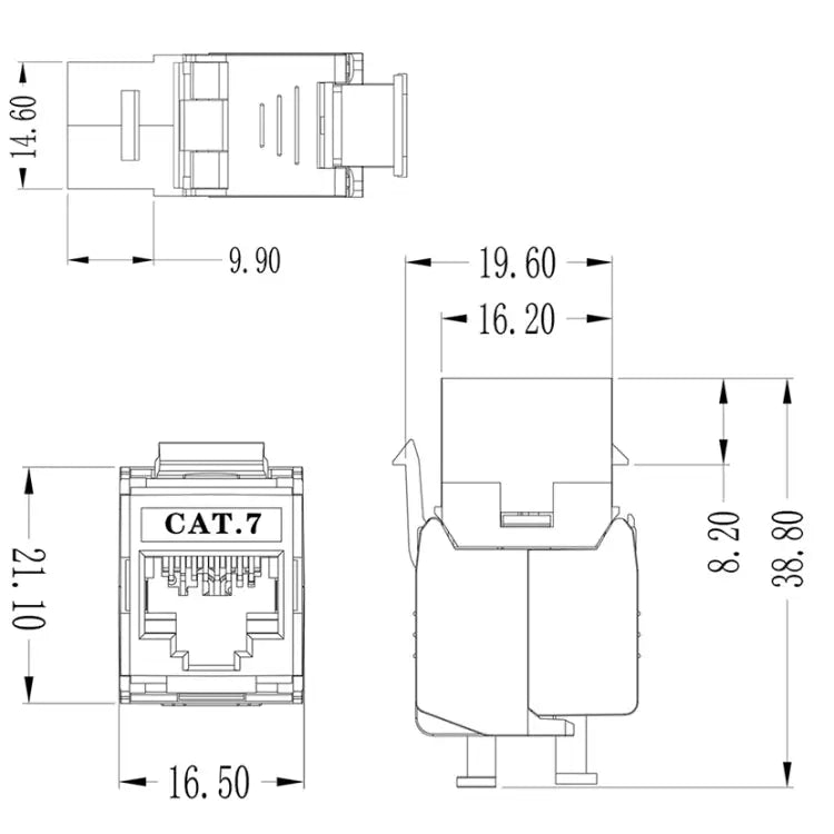 CAT7 Module Class 7 Zinc Alloy Shield Mother Block 1208XHC7 CAT7 - CAT7
