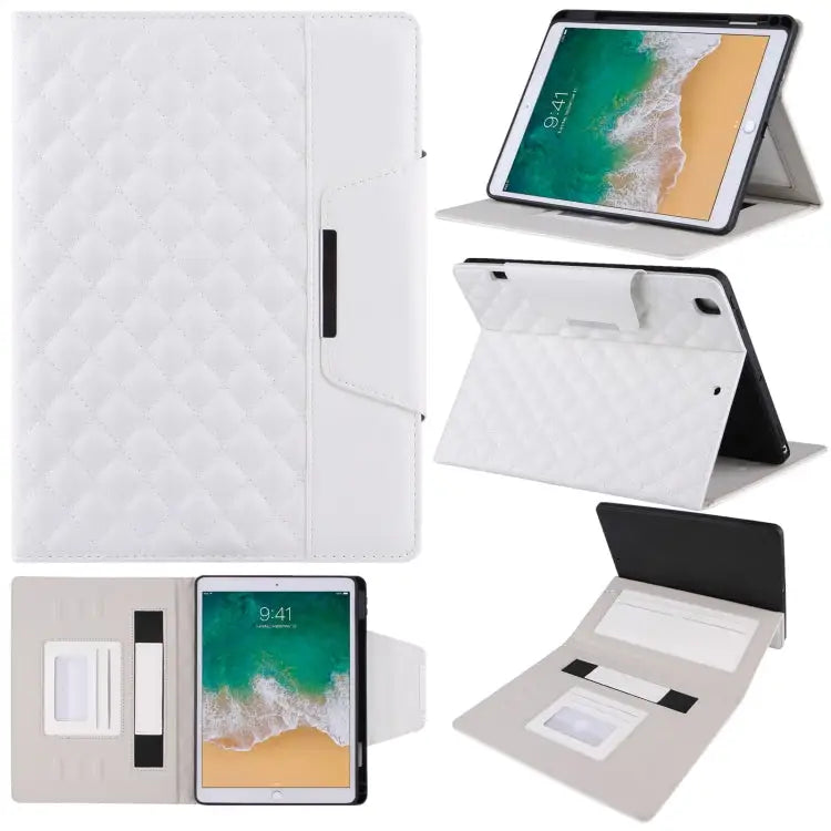 Checkered Pattern Horizontal Flip Leather Case with Holder & Card Slots & Hand Strap For iPad 10.2 (2021 / 2020 / 2019)