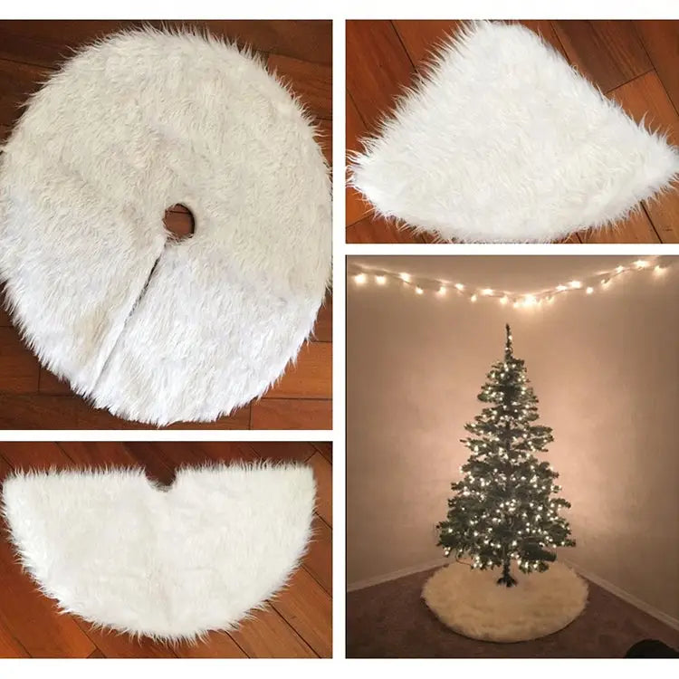 Christmas Tree Plush Skirt White Round Ornament Decoration Diameter: 78cm 78cm - 78cm