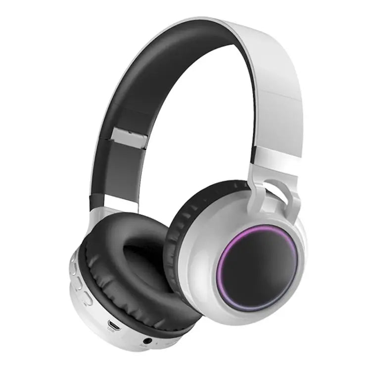 Colorful LED Bluetooth 5.0 Headphones Foldable Wireless HiFi Stereo Headset with Mic Support TF Card / 3.5mm AUX