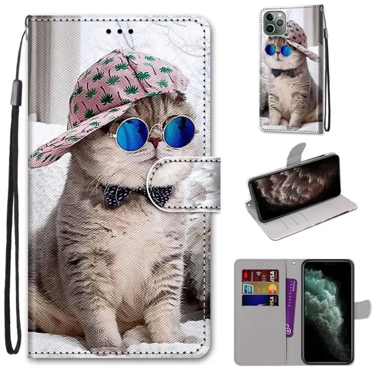 Coloured Drawing Cross Texture Horizontal Flip PU Leather Case with Holder & Card Slots & Wallet & Lanyard For iPhone