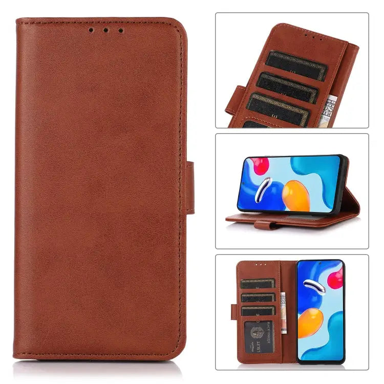 Cow Texture Leather Phone Case - For iPhone 15 / Brown