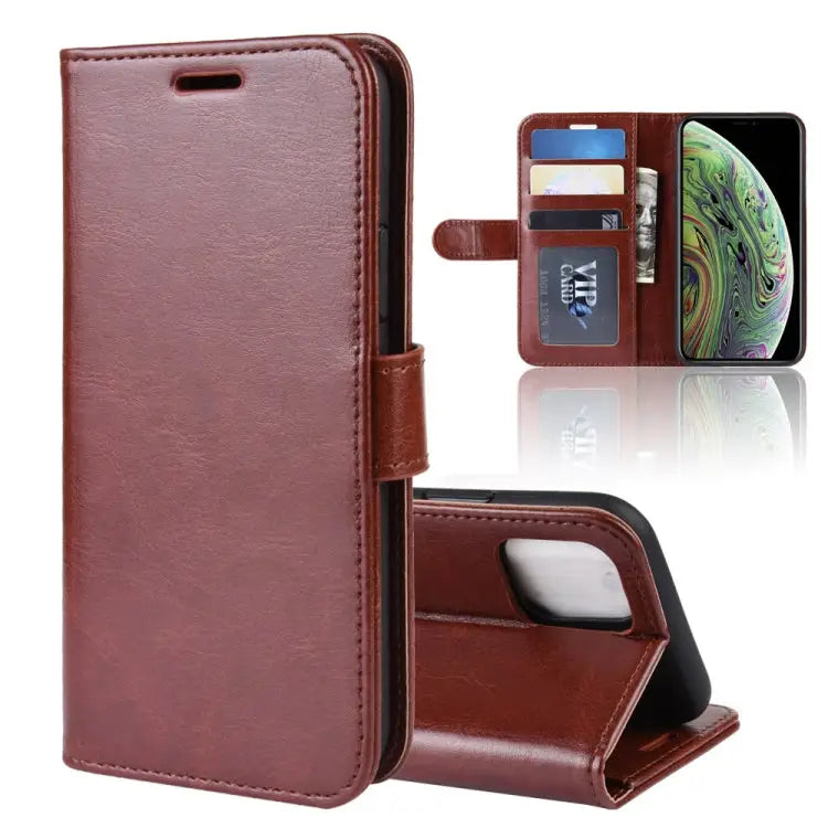 Crazy Horse PU Leather Flip Stand Cell Phone Cover with Wallet for iPhone XI (2019) - Brown - Apple Accessories
