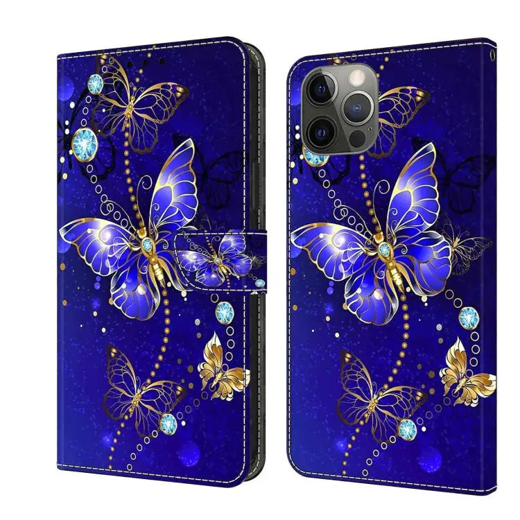 Crystal 3D Shockproof Protective Leather Phone Case For iPhone 12 / 12 Pro - For iPhone 12 / 12 Pro / Diamond Butterfly