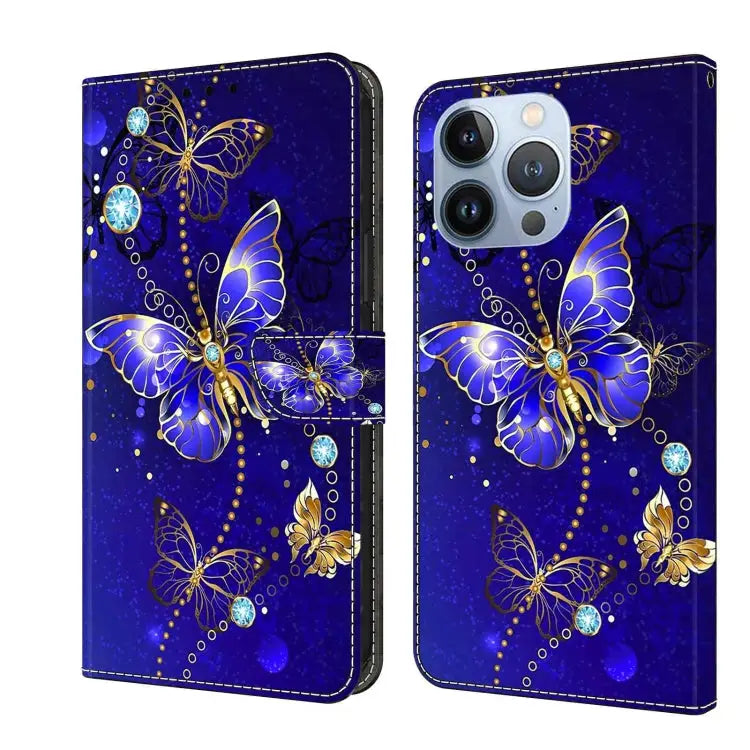 Crystal 3D Shockproof Protective Leather Phone Case For iPhone 13 Pro - For iPhone 13 Pro / Diamond Butterfly