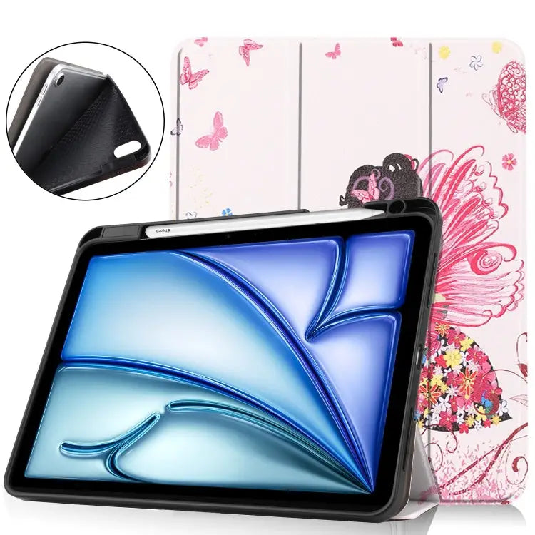 Custer Painted 3-Fold Holder Smart Leather Tablet Case For iPad Air 11 2024 / 2025 - For iPad Air 11 2024 / 2025 / Elf
