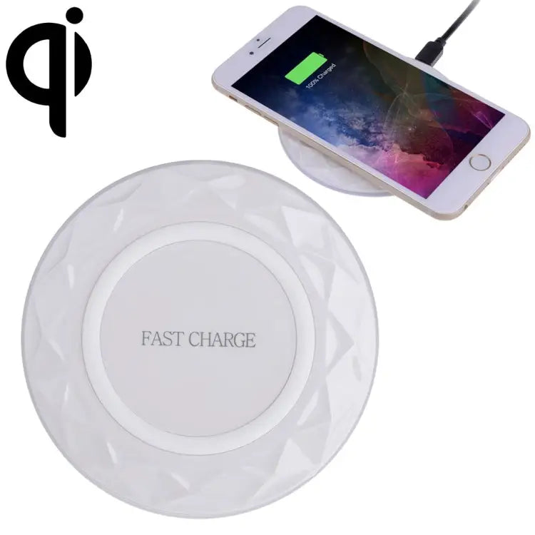 DC5V Input Diamond Qi Standard Fast Charging Wireless Charger Cable Length: 1m - DC5V / White