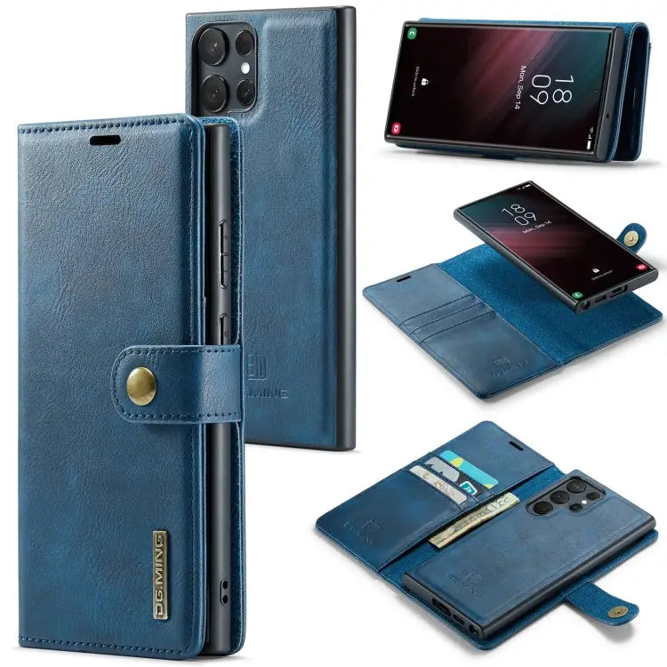 DG.MING Crazy Horse Texture Detachable Magnetic Leather Case For Samsung Galaxy S23 Ultra 5G - For Samsung Galaxy S23