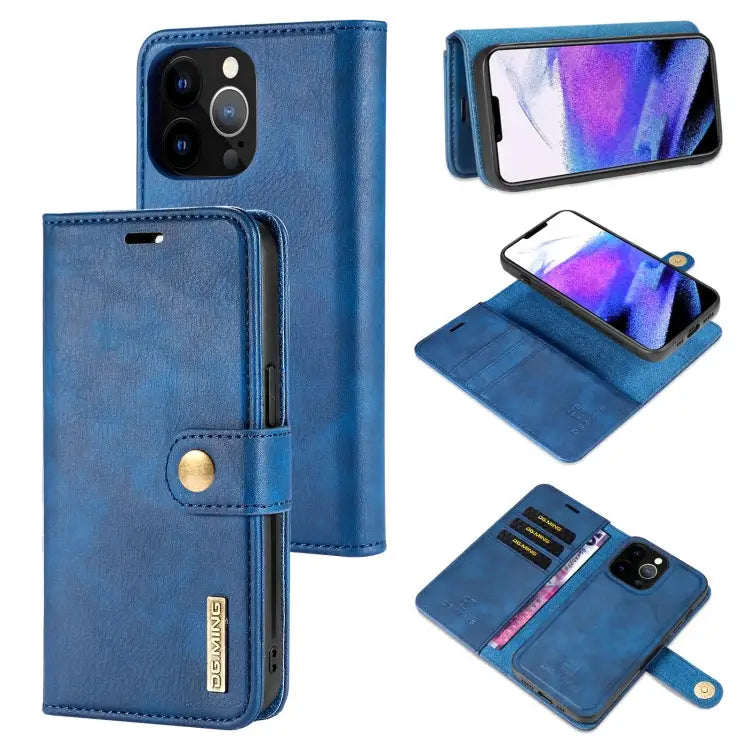 DG.MING Crazy Horse Texture Flip Detachable Magnetic Leather Case with Holder & Card Slots & Wallet For iPhone 13 mini