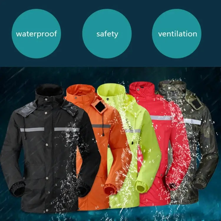 Durable Reflective Motorcycle Split Raincoat Pants Riding Bicycle Electric Bike Windproof Waterproof Rain Wear