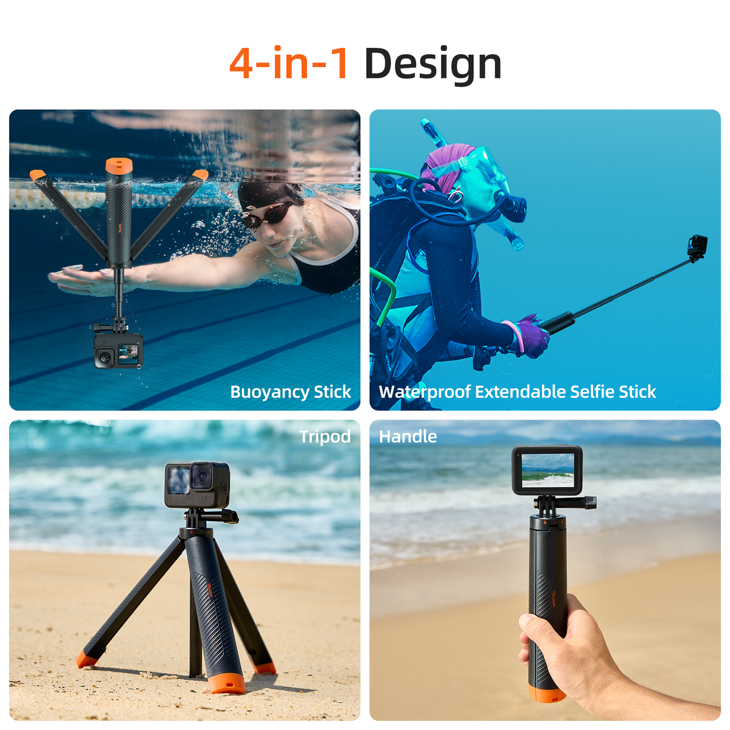 TELESIN Floating Tripod Selfie Stick