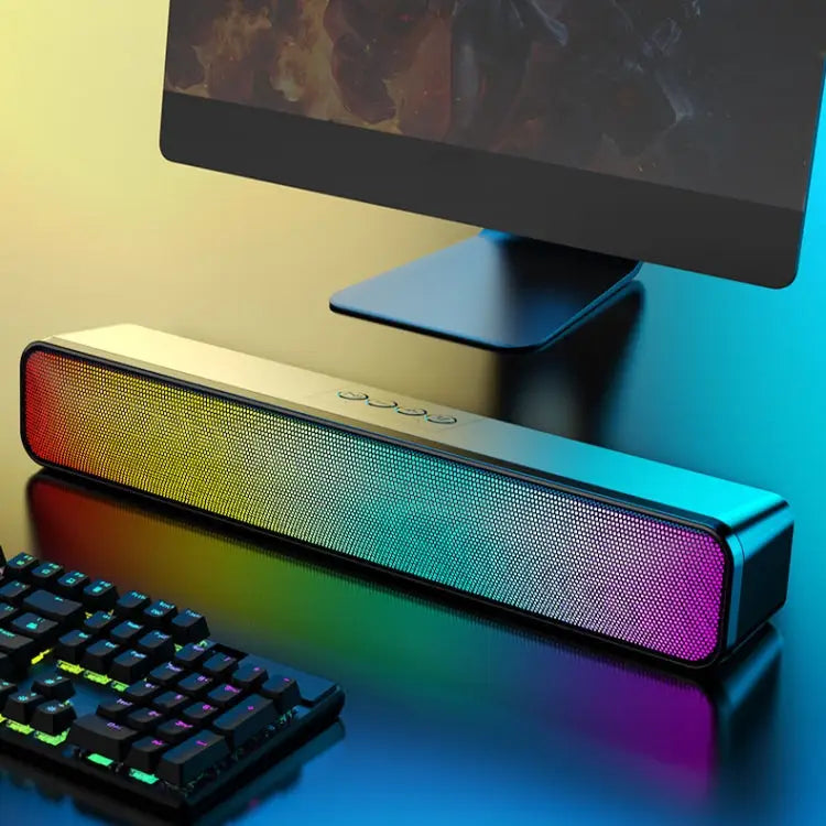 E-3562 Desktop Long Strip Multifunctional RGB Colorful Light Bluetooth Wireless Speaker E-3562 (Black) - E-3562 (Black)