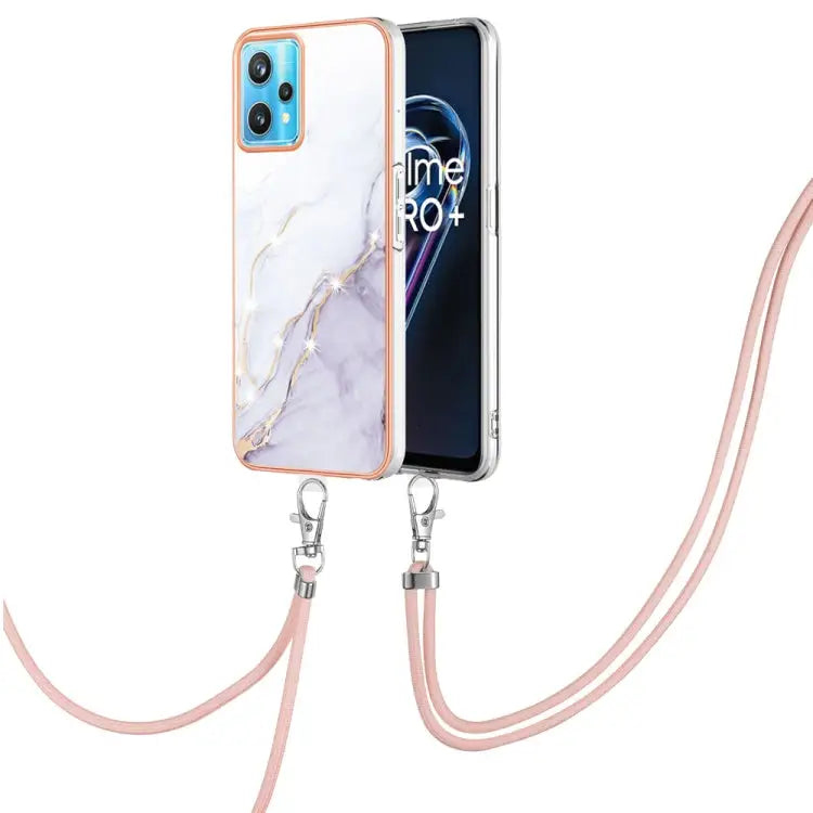 Electroplating Marble Pattern TPU Phone Case with Lanyard For Samsung Galaxy A23 5G / 4G For Samsung Galaxy A13 4G
