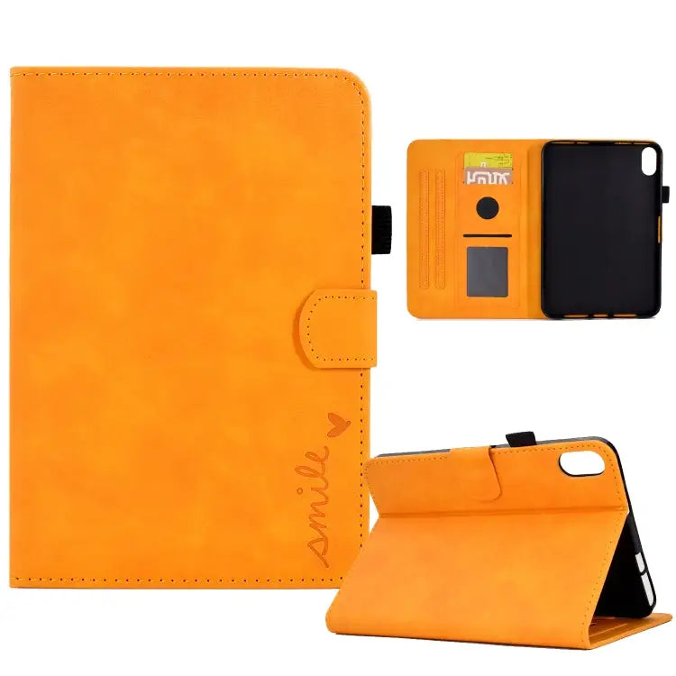 Embossed Smile Flip Tablet Leather Smart Case For iPad 10th Gen 10.9 2022 - For iPad 10th Gen 10.9 2022 / Khaki - Apple