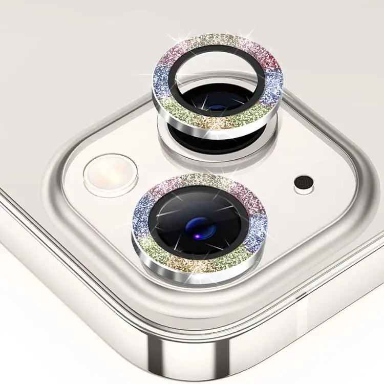 ENKAY Hat-Prince Glitter Rear Lens Aluminium Alloy Tempered Glass Film - For iPhone 15 / 15 Plus / Colorful - Apple