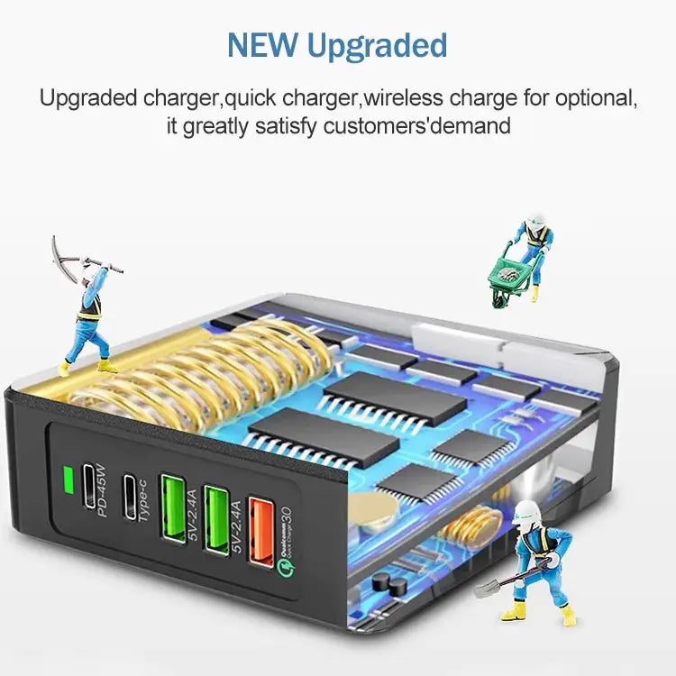 F88 3 x USB + 2 x USB-C / Type-C Ports QC3.0 Desktop Charger - F88