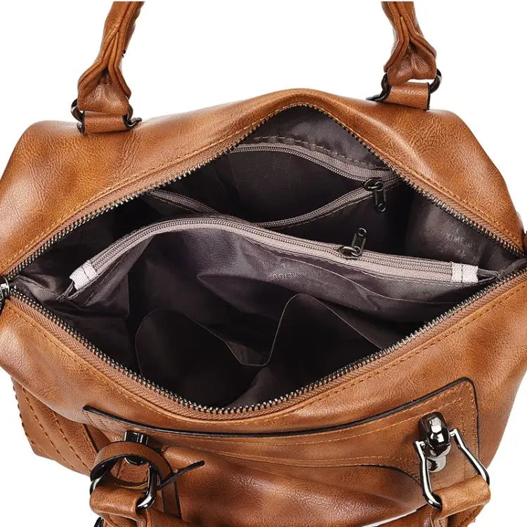 Fashion Casual Retro Oil PU Shoulder Bag Ladies Handbag Messenger Bag - Pink