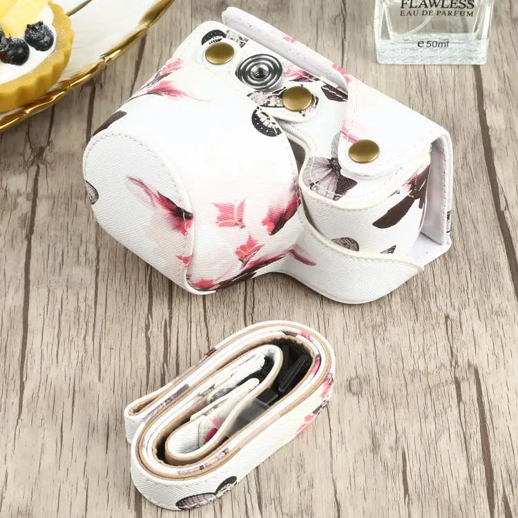 Flower Pattern PU Leather Camera Case for Sony A6000 / A6300 / A6400 / Nex 6 - White