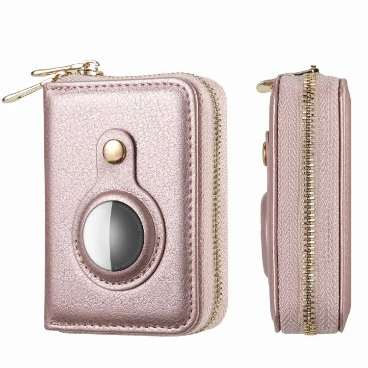 For AirTag Zipper Wallet Protective Cover Case - Rose Gold - Apple Accessories