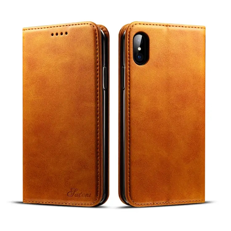 For iPhone X / XS Suteni Calf Texture Horizontal Flip Leather Case with Holder & Card Slots & Wallet - iPhone X / XS