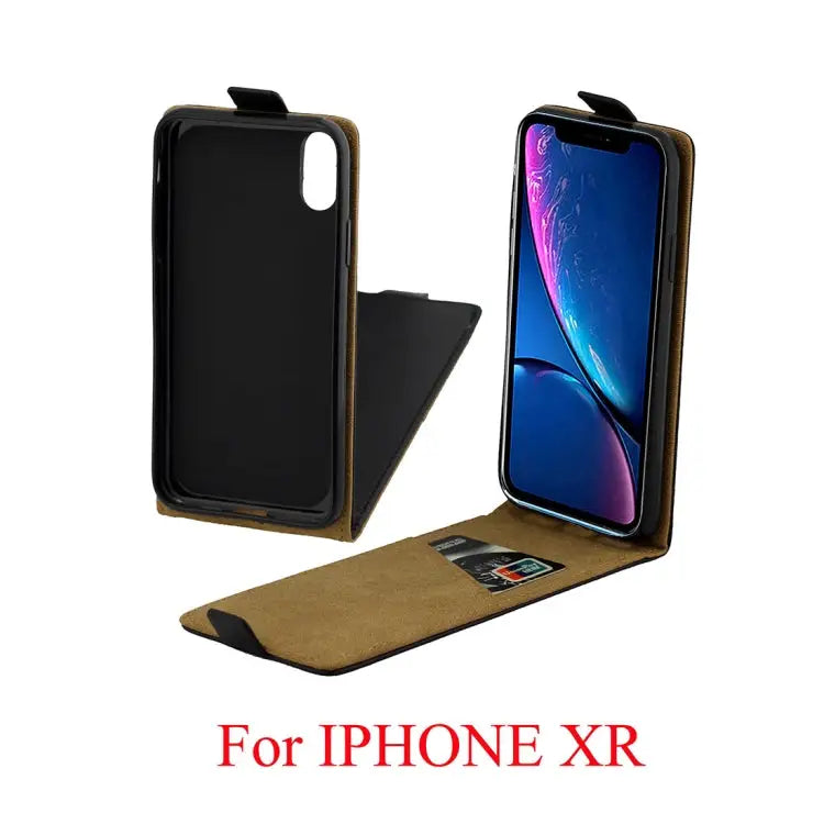 For iPhone XR Business Style Vertical Flip TPU Leather Case with Card Slot - For XR