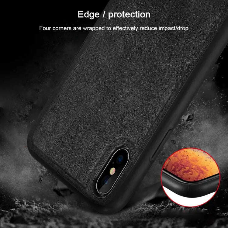 For iPhone XS Max SULADA Shockproof TPU + Handmade Leather Case - Red