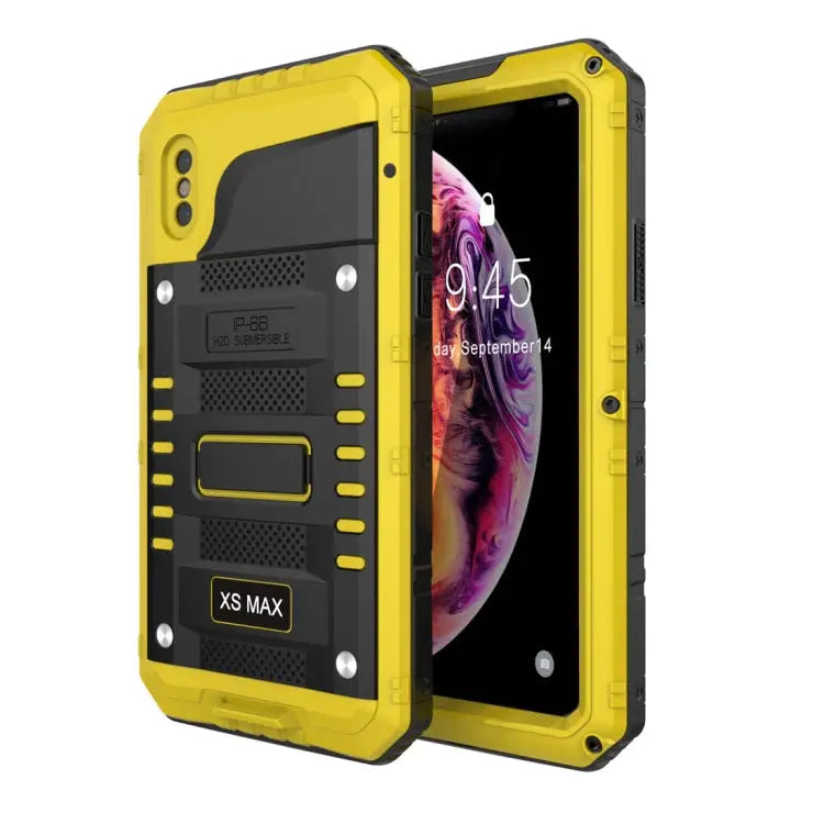 For iPhone XS Max Waterproof Dustproof Shockproof Zinc Alloy + Silicone Case - iPhone XS Max / Yellow