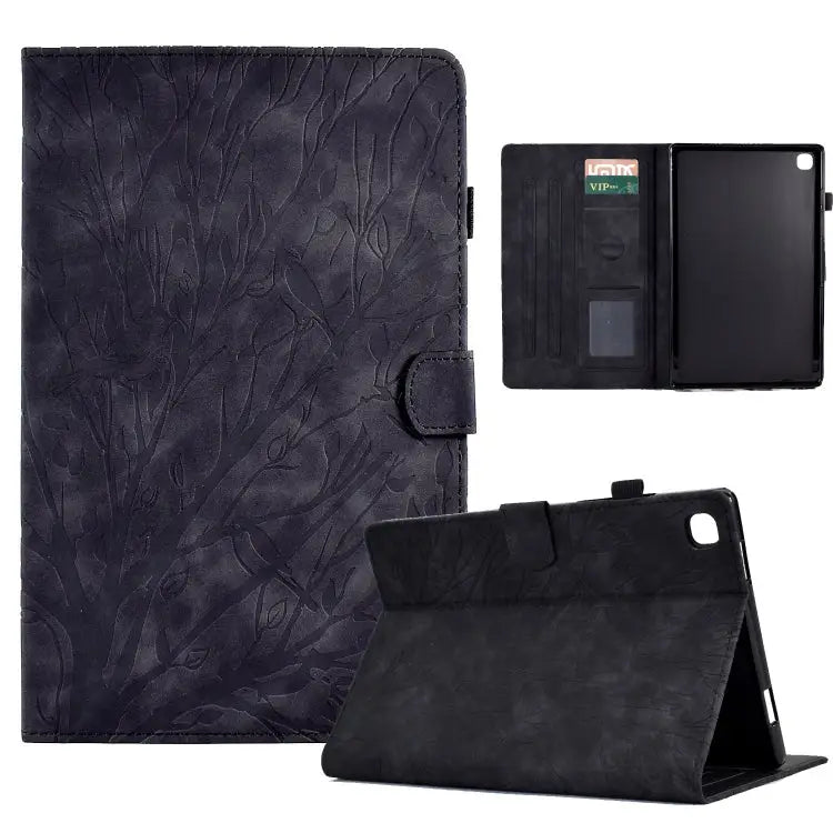 Fortune Tree Pressure Flower PU Tablet Case with Wake-up / Sleep Function For Samsung Galaxy Tab S6 Lite For Samsung