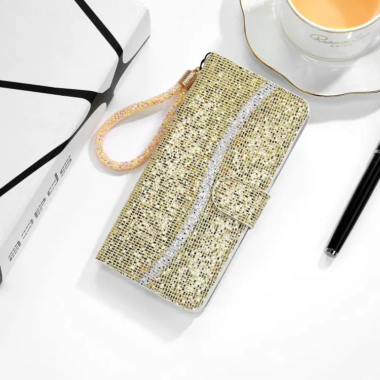 Glitter Powder Horizontal Flip Leather Case with Card Slots & Holder & Lanyard For Samsung Galaxy A03s(EU Version)