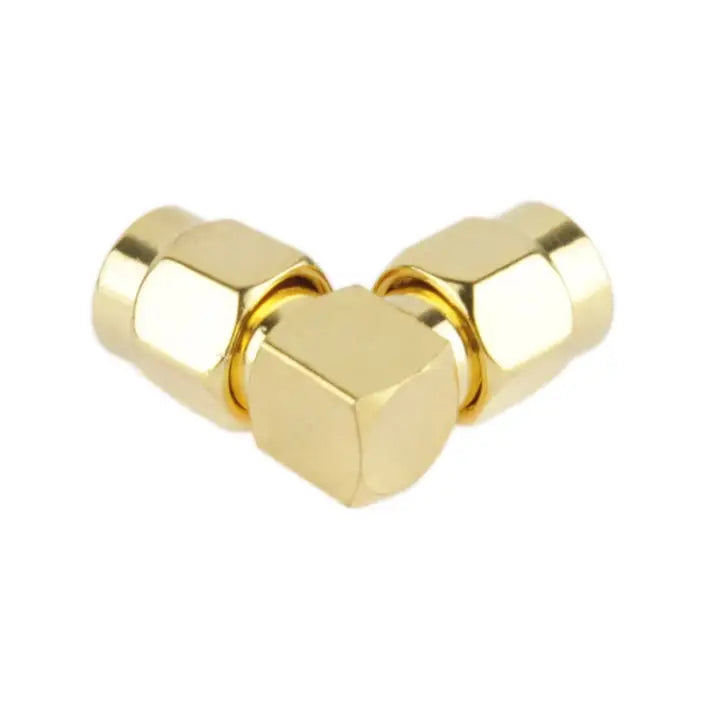 Gold Plated SMA Male to SMA Male Adapter with 90 Degree Angle SMA Male to Male - SMA Male to Male