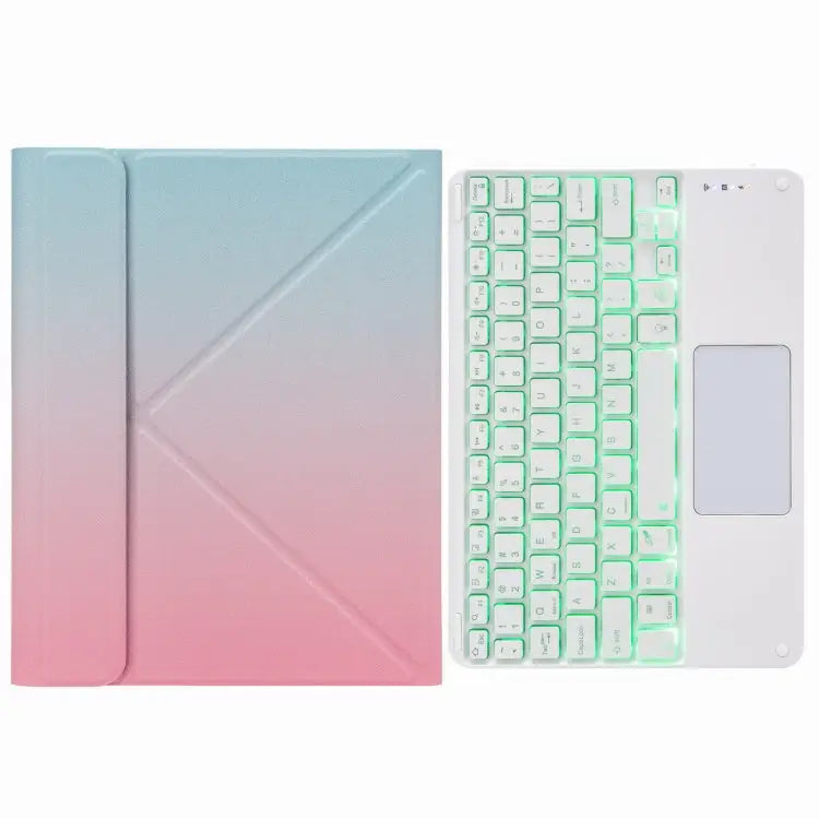 H-102CS Touch Backlight Bluetooth Keyboard Leather Case with Rear Three-fold Holder For iPad 10.2 2020 & 2019 / Pro