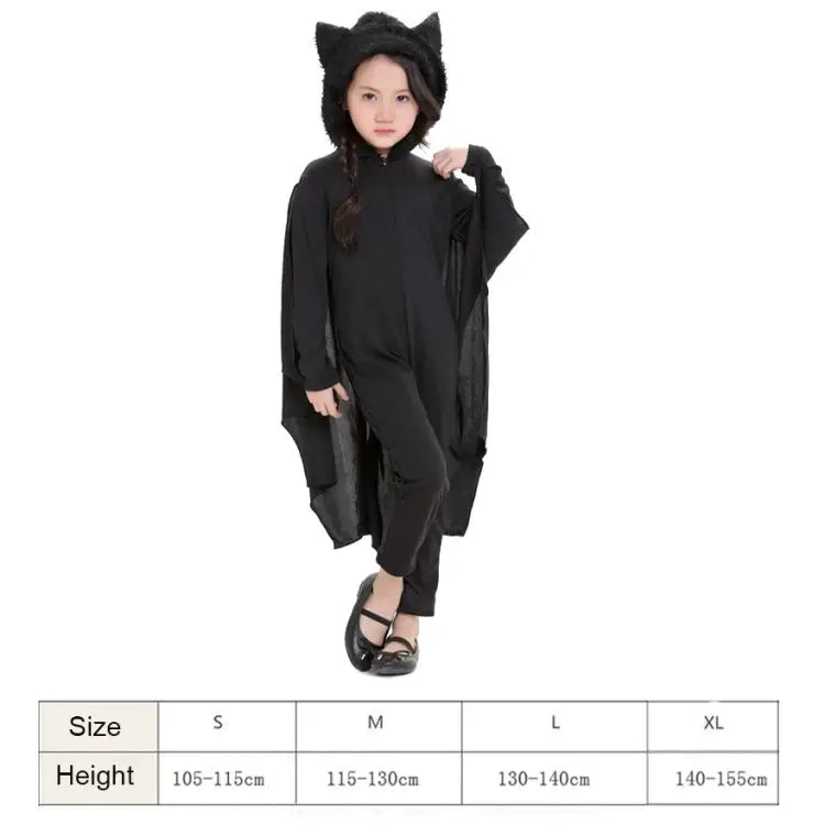 Halloween Costume Children Jumpsuit Bat Style Cosplay Costumes Stage Suit Size:M Suggested Height:115-130cm Size: M