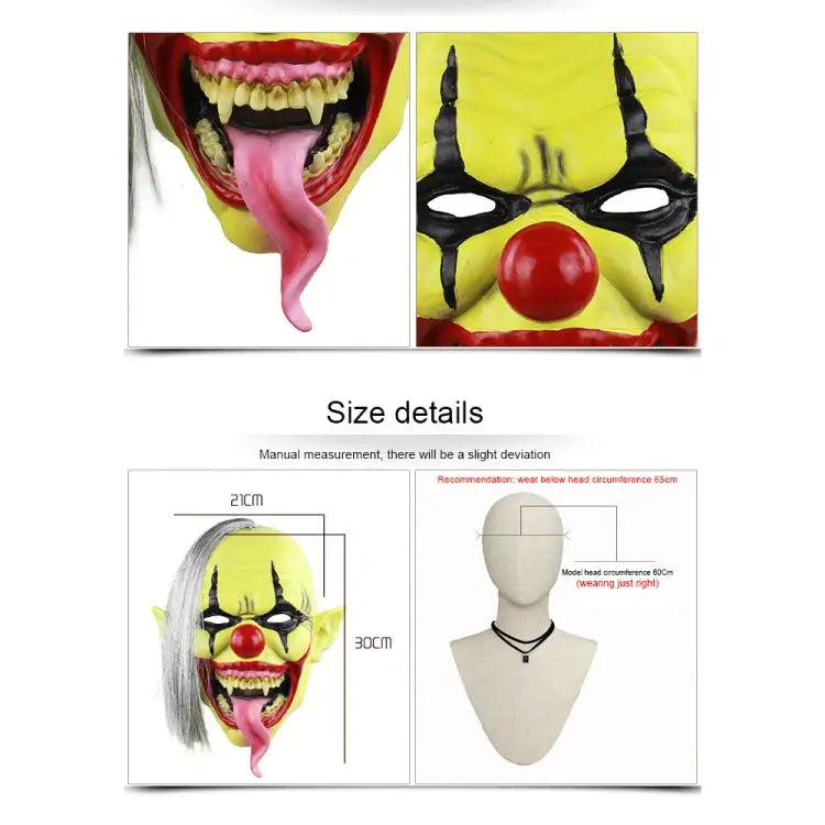 Halloween Festival Party Latex Green Face Clown Frightened Mask with Hair Green Face Clown - Green Face Clown
