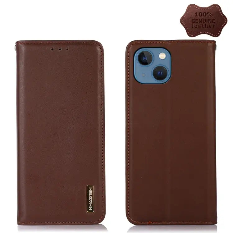 KHAZNEH Nappa Top Layer Cowhide Leather Phone Case For iPhone 13 - For iPhone 13 / Brown - Apple Accessories