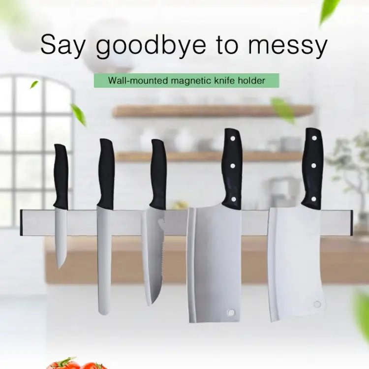 Kitchen Free Punching Wall-mounted 304 Stainless Steel Magnetic Knife Holder Size:31x4x1.5cm Size:31x4x1.5cm