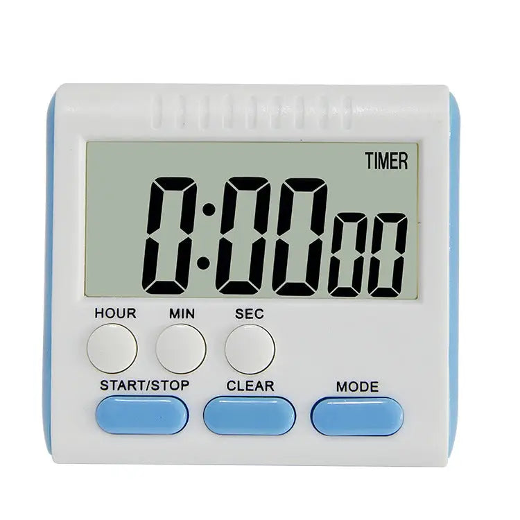 Kitchen Timer 24 Hours Digital Alarm Clock LCD Screen Magnetic Backing for Cooking Baking - Blue