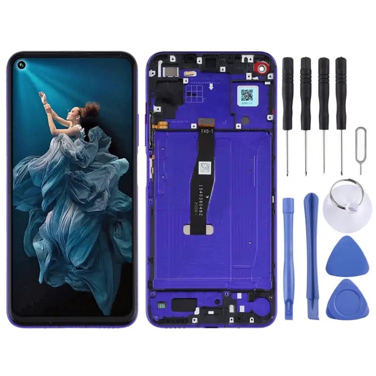 LCD Screen and Digitizer Full Assembly with Frame for Huawei Honor 20 / Nova 5T - For Huawei Honor 20 / Sapphire Blue