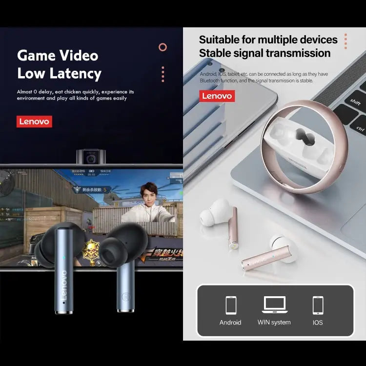 Lenovo LP60 TWS Wireless Bluetooth 5.3 Noise Reduction Earphone - White - Apple Accessories